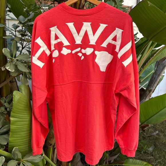 SPIRIT JERSEY Tops - Spirit Jersey Hawaii Pink Oversized Long Sleeve Shirt M Puff Print 2010s